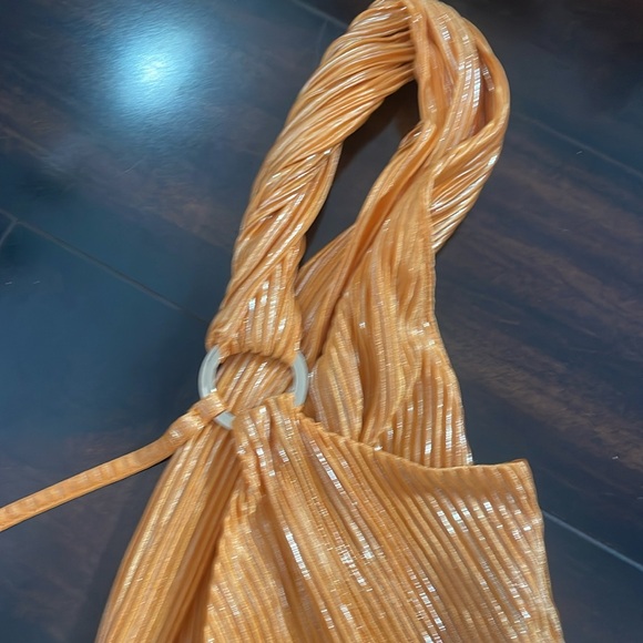 Sabina Musayev Alma mini Dress in Mandarin orange metallic tiered dress L - Picture 6 of 10